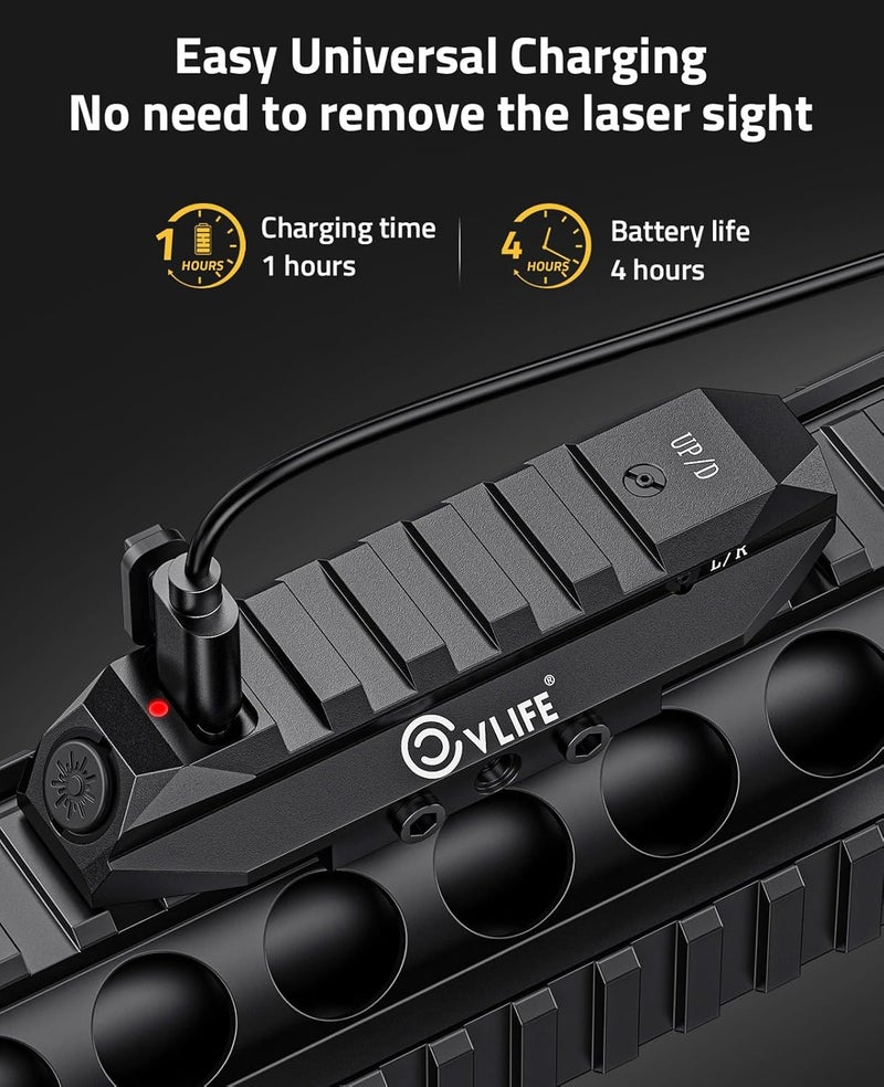 CVLIFE Laser Sight for Rifle, Low Profile Rechargeable Picatinny Rifle Laser Sight with Strobe Mode - Image 2